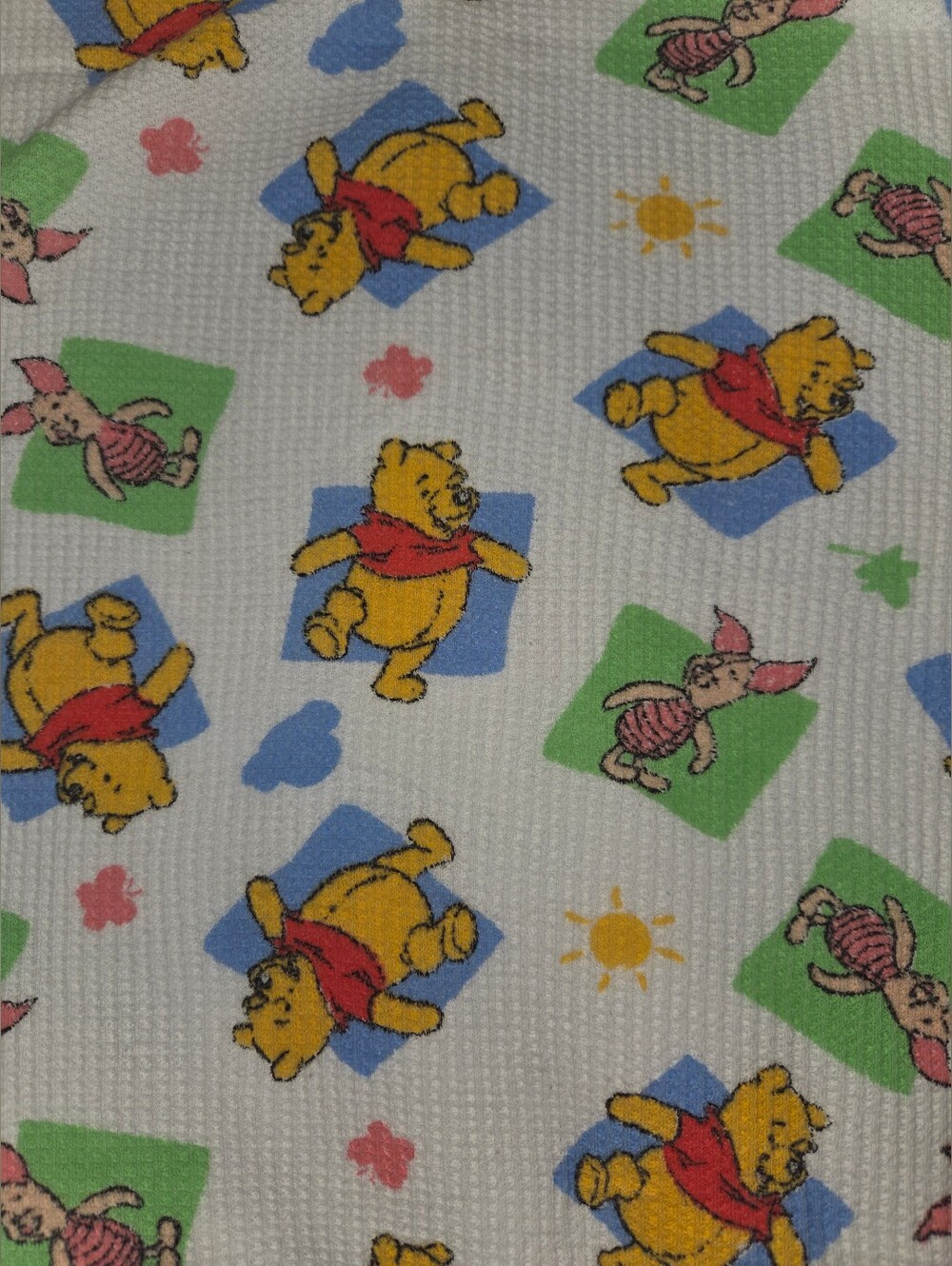 Vintage Y2k 90s Disney Pooh Thermal Waffle Knit Baby Blanket - Picture 3 of 3
